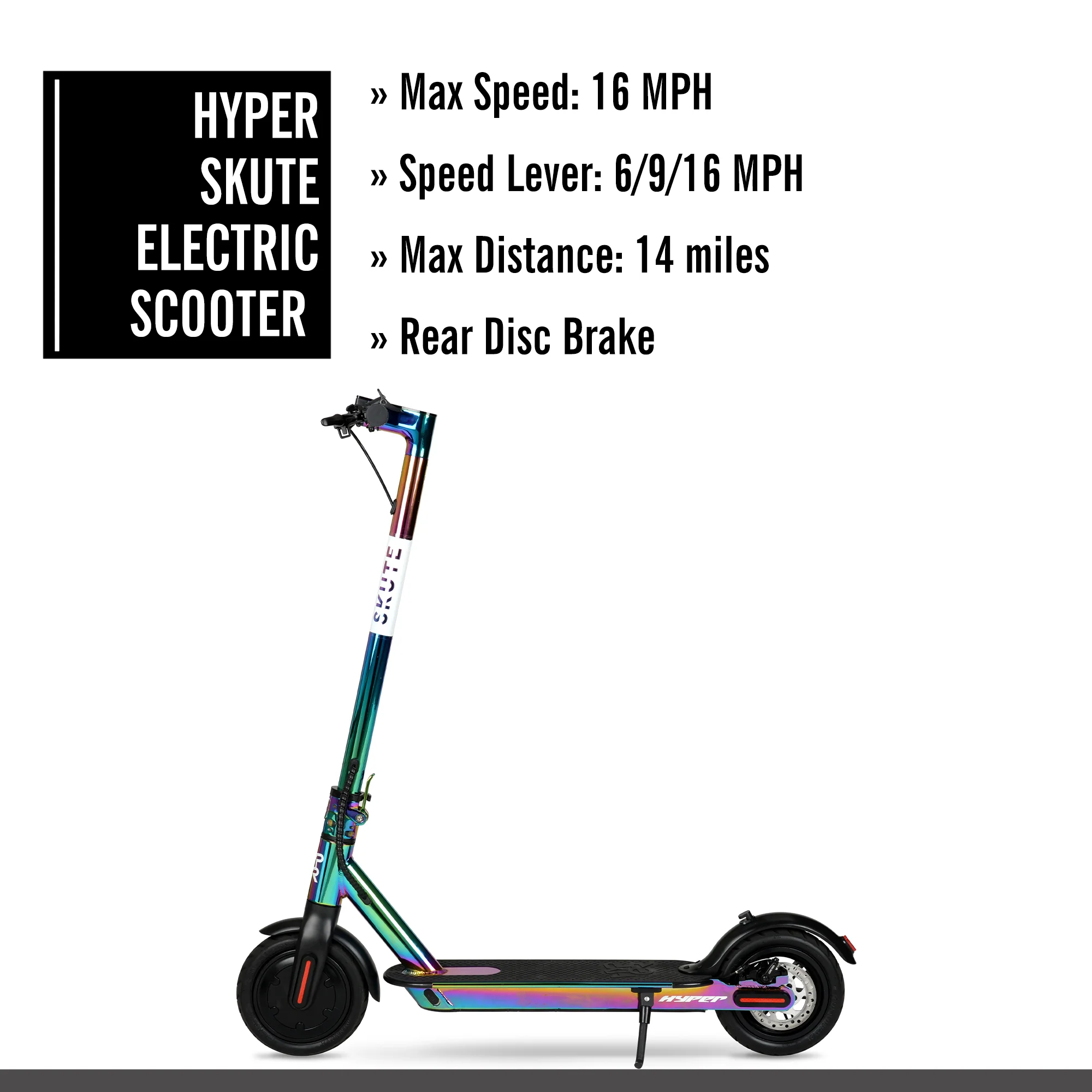 Hyper Toy Company 37V Skute, Jet Fuel, Folding Electric Scooter, 350W Motor, Adult, Unisex