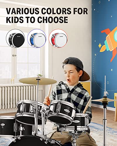 Kid Drum Sets-Donner 5-Piece for Beginners, 14 inch Full Size Complete Junior Drum Kit with Adjustable Throne, Cymbal, Hi-Hat, Pedal & Drumstick