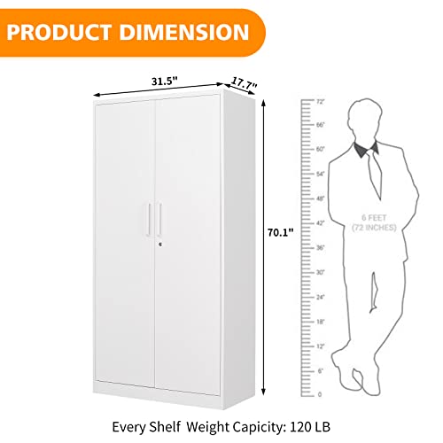 MIIIKO Steel Cabinet Wardrobe, Metal Locker Cabinet with Hanging Rod, Metal Clothing Locker Storage for Home, Office, Garage and Changing Room