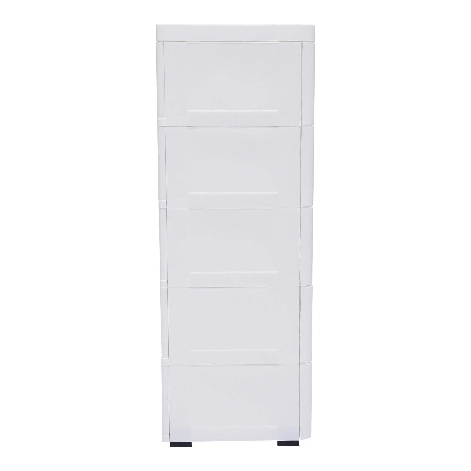 5 Drawers Dresser Chest Drawers Plastic Clothes Storage Bedroom Furniture White