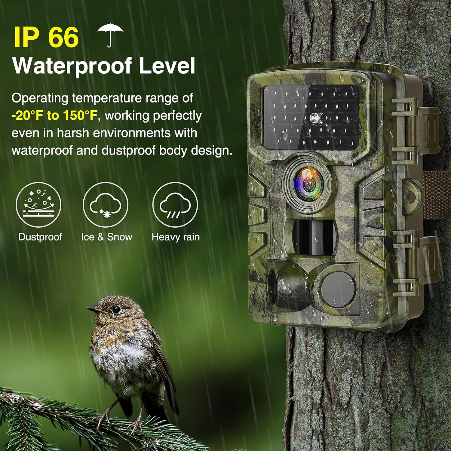 Trail Camera Auto Alarm Function for 150m Sensitive Detection 24MP 1080P Wildlife Camera Trail Cameras with Night Vision Motion Activated Waterproof