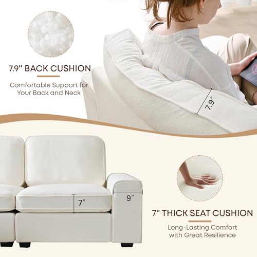 101" L Shaped Couch Modular Sectional Sofa with Storage Ottoman Chaise, Modern Modular Sofa, Comfy Sectional Couches for Living Room Apartment