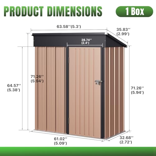 Aoxun 6.2x4 FT Shed Outdoor Storage Shed Metal Garden Shed with Lockable Doors & Slooping Roof Tool Shed Bike Shed for Backyard, Patio