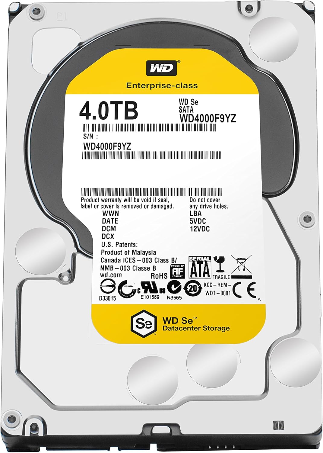 WD SE 4TB Datacenter Hard Disk Drive - 7200 RPM SATA 6 Gb/s 64MB Cache 3.5 Inch - WD4000F9YZ