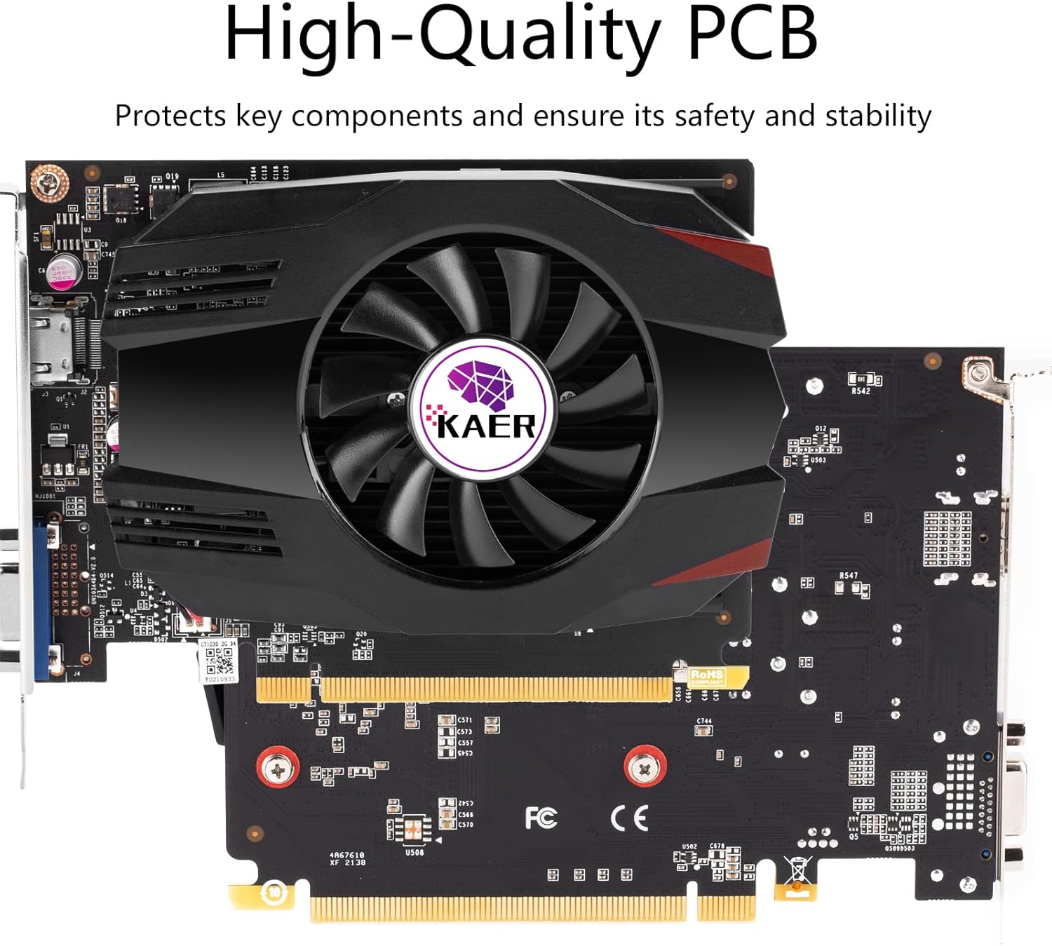 KAER AMD Radeon RX 550 Computer Graphics Card 4GB, GDDR5, 128 Bit, DirectX 12, PCI Express 3.0, DP HDMI DVI-D, Desktop Gaming Video Card, Computer GPU
