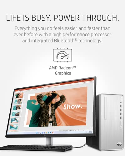 HP Pavilion Desktop PC, AMD Ryzen 7 5700G, 16 GB RAM, 512 GB SSD, Windows 11 Pro, Wi-Fi 5 & Bluetooth Connectivity, 9 USB Ports