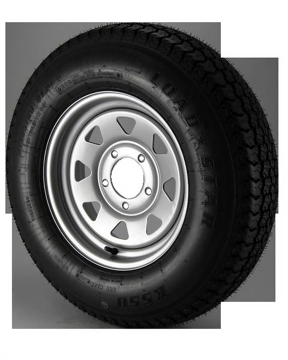 ST185/80D13 Loadstar Trailer Tire LRD on 5 Bolt Silver Spoke Wheel - Curated Treasures Market