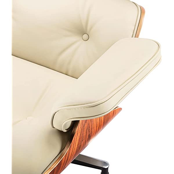 Mid Century Lounge Chair and Ottoman, Modern Chair Classic Design, Top Grain Leather Palisander Wood, Heavy Duty Base Support for Living Room, Study