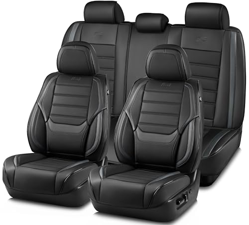 Skechers MAX Cushioning Seat Covers,Memory Foam Leather Car Seat Covers,Waterproof Car Seat Protector Front Seats