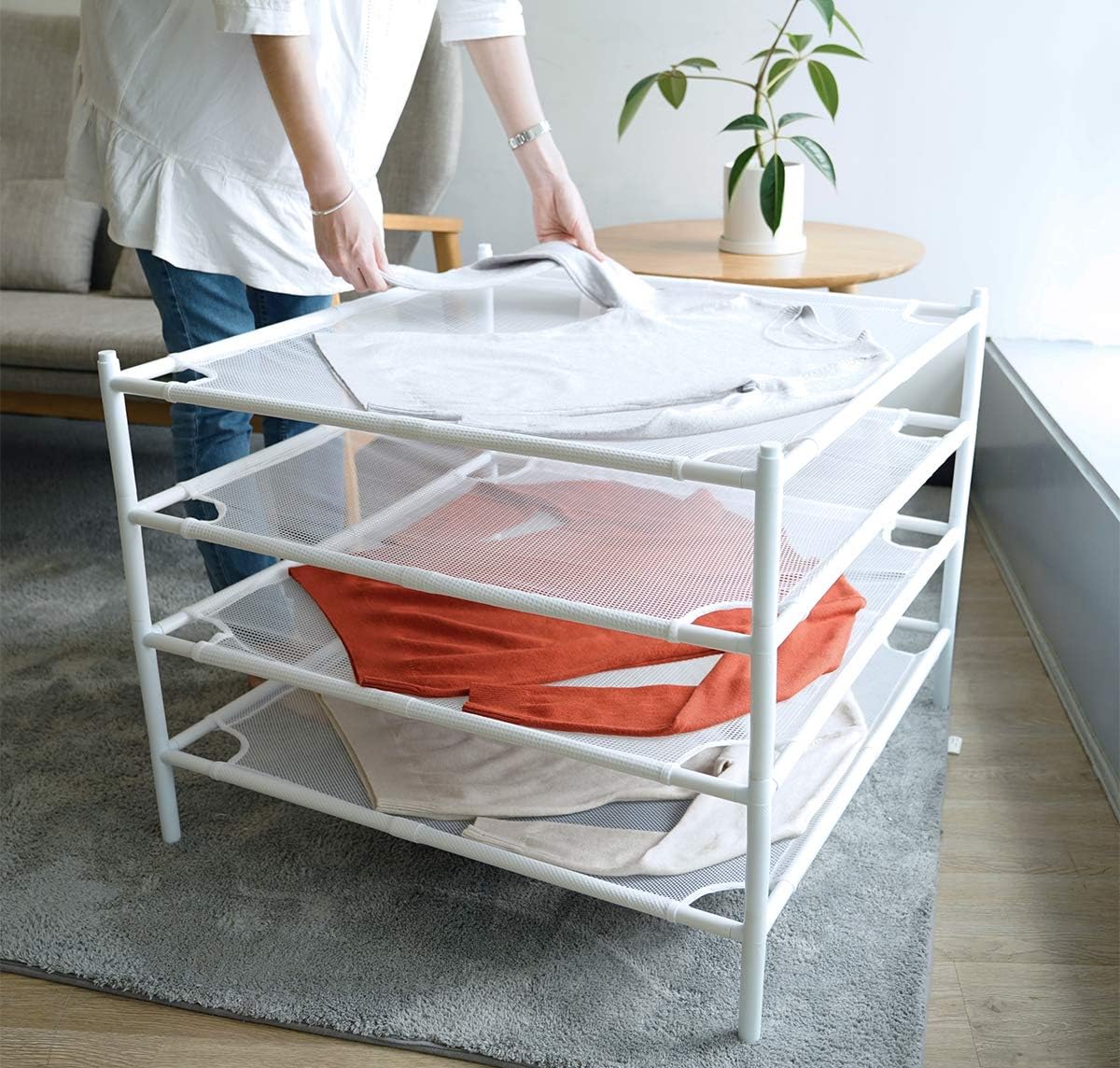 STORAGE MANIAC Sweater Drying Rack, Mesh Clothes Drying Rack, Stackable Laundry Drying Rack, Lay Flat Dryer for Delicates
