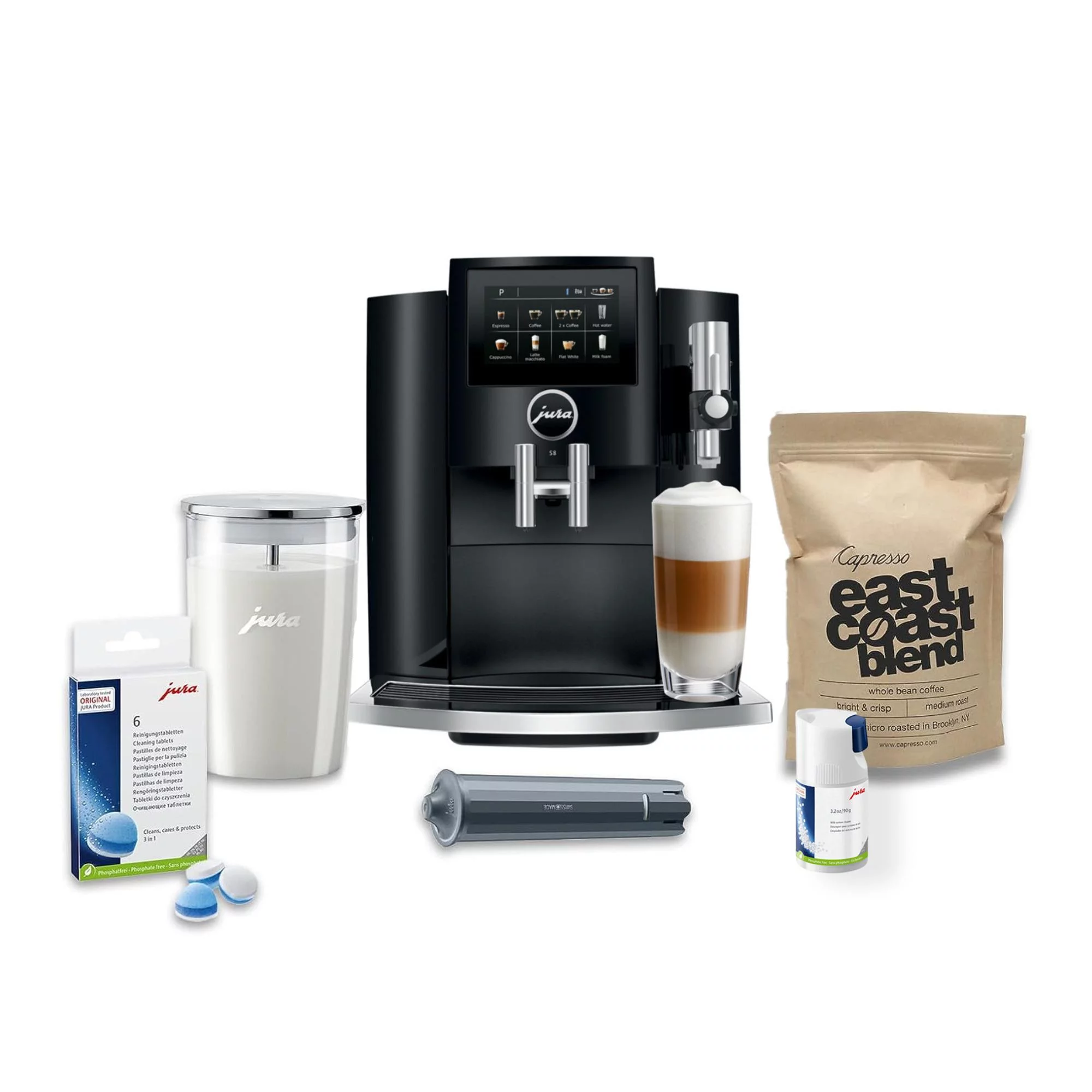 Jura S8 Automatic Coffee Machine Moonlight (Piano Black) with Accessories - Curated Treasures Market