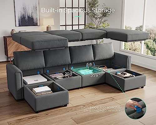 LINSY HOME Modular Sectional Sofa, Convertible U Shaped Sofa Couch with Storage, Memory Foam, Modular Sectionals with Ottomans