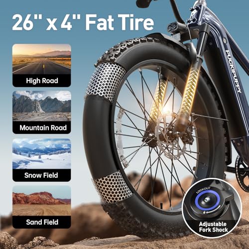 Electric Bike for Adults with 960W(Peak), 26" Fat Tire Electric Mountain Bike，48V 15AH Removable Battery Ebike