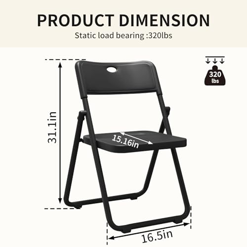YLGJ&TIDY 8 Pack Plastic Folding Chair, Stackable Portable Foldable Chair for Outside, Lightweight Folding Chairs with Ventilation Holes, for Indoor