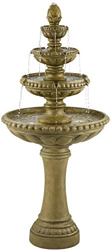 Sag Harbor 66" High Stone 4-Tier LED Outdoor Floor Fountain
