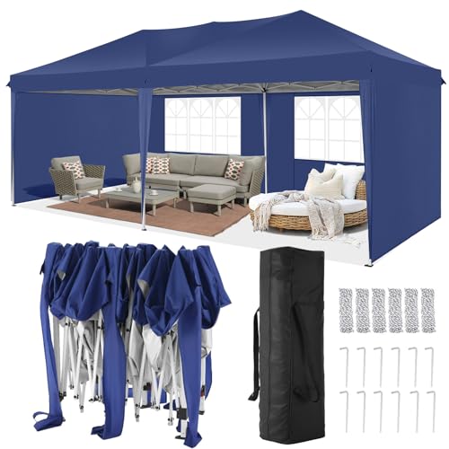 COBIZI Canopy 10x20 Pop Up Canopy Tent with 6 Sidewalls Party Tents for Parties Weddings Backyard Waterproof Canopy Outdoor Commercial Canopy Event