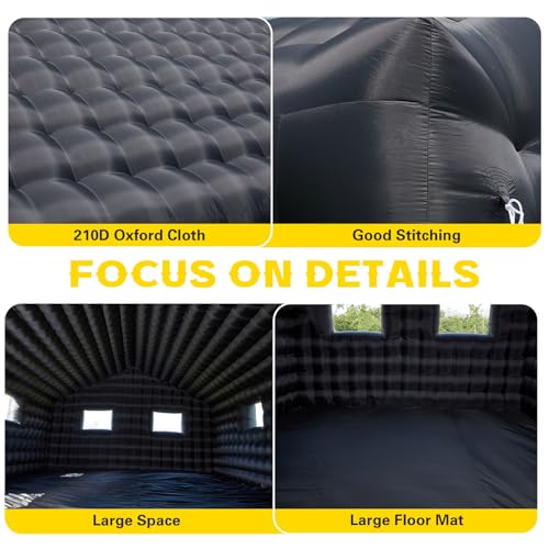 EROMMY 20x16.5x12 FT Large Black Inflatable Nightclub, Blow Up Party Tent Portable with 950W Blower