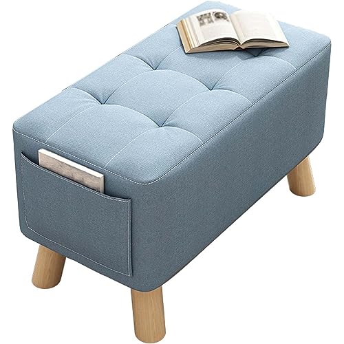 Rectangle Foot Stool, Sofa Stool Footstool with Padded Seat, Footrest Small with Solid Wood Legs, Shoe Changing Stool