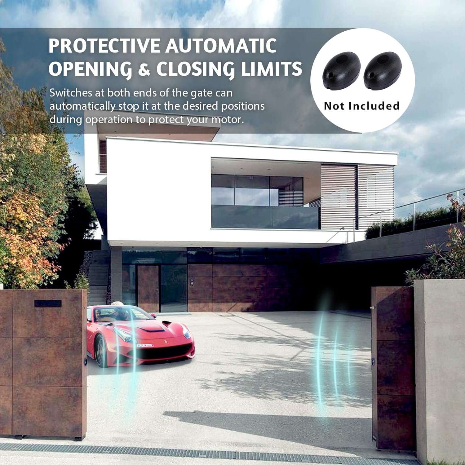 CO-Z Automatic Sliding Gate Opener with 2 Remote Controls, Electric Rolling Driveway Slide Gate Motor