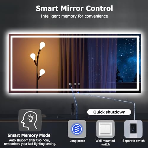 YOLEO 40x36 LED Bathroom Mirror with Lights, Led Mirror for Bathroom with Front and Backlit, Lighted Bathroom Vanity Mirror for Wall, Anti-Fog