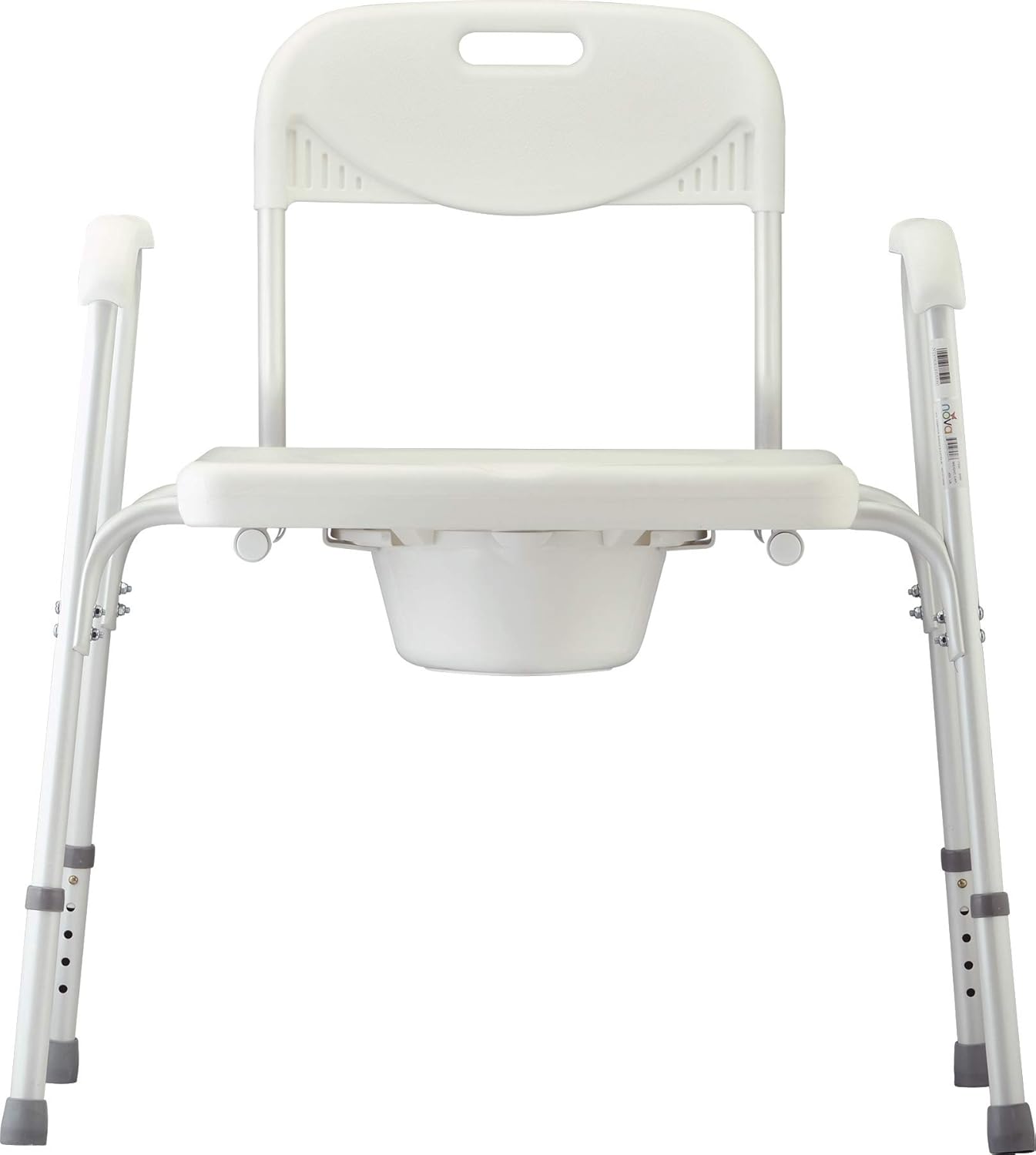NOVA Heavy Duty Bedside Commode, Extra Wide Seat, 450 lb. Weight Capacity, Seat Height Adjustable, Stand Alone or Over Toilet Commode, White