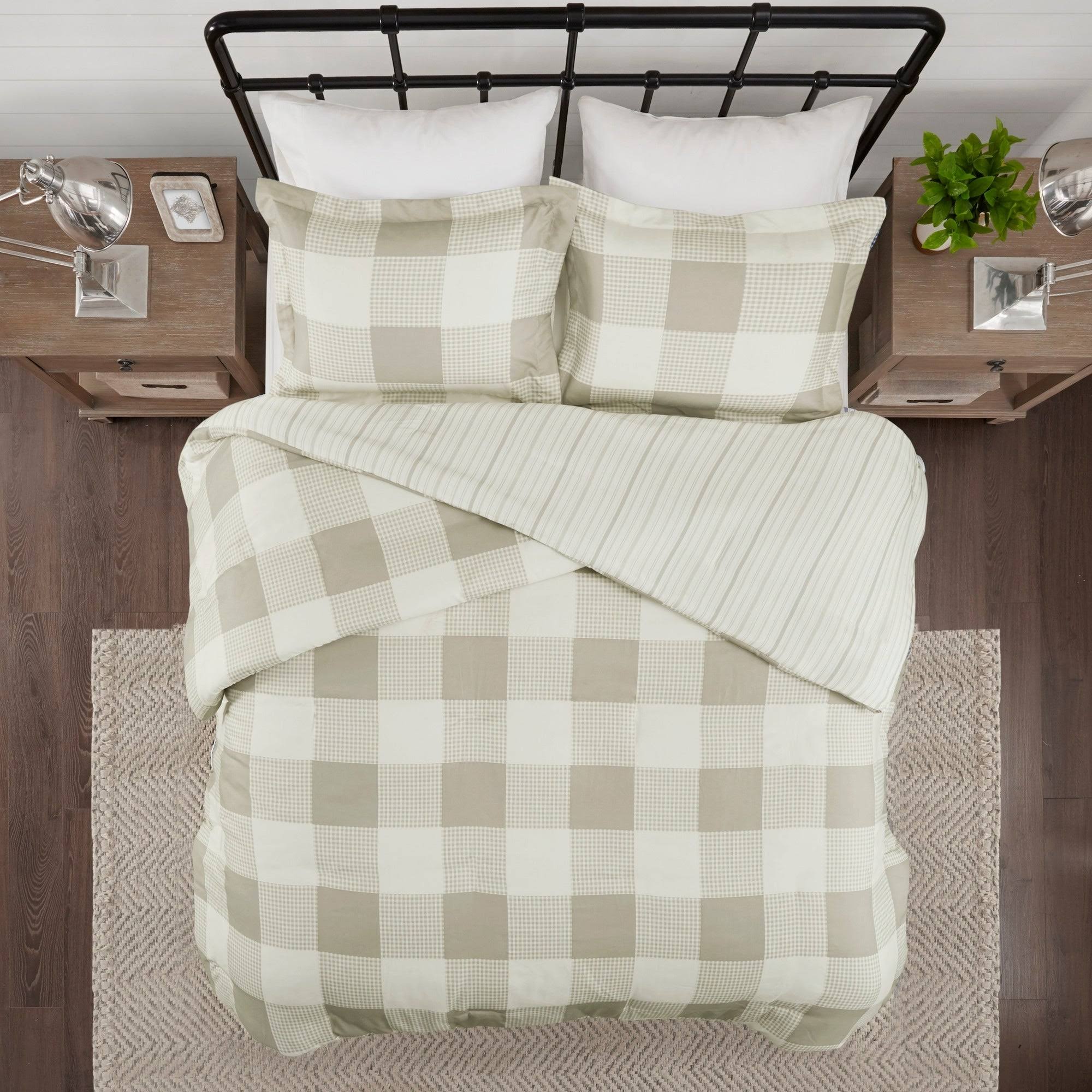 Madison Park Morrison 3 Piece Reversible Buffalo Check Plaid Duvet Cover Set King/Cal King