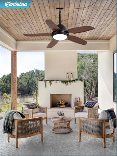 42 Inch Waterproof Outdoor Ceiling Fan with Lights and Remote,IP65 Hanging Gazebo Fan with 3CCT 6-Speed DC Motor