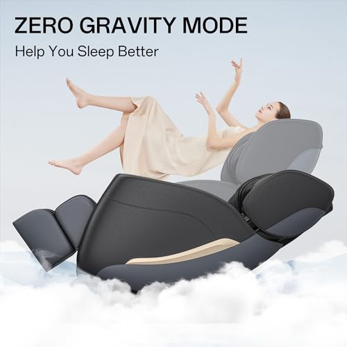 2022 Full Body Electric Zero Gravity Shiatsu Massage Chair with Back Heating and Foot Roller for Home and Office (Khaki)