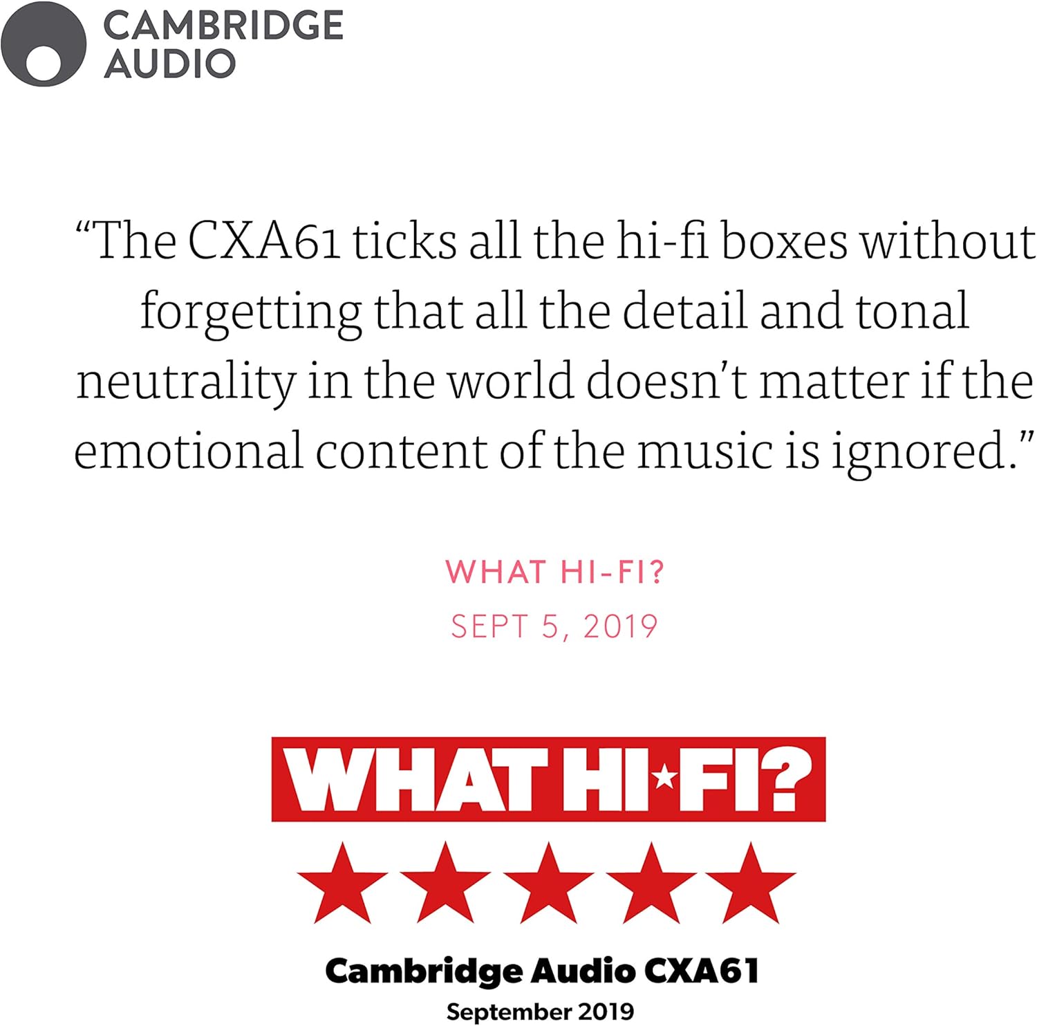 Cambridge Audio CXA61 Stereo Two-Channel Amplifier with Bluetooth and Built-in DAC - 60 Watts Per Channel (Lunar Grey)