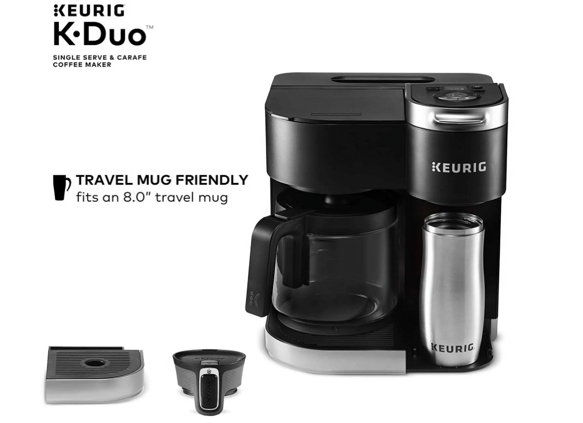 Keurig K-Duo Coffee Maker, Single Serve and 12-Cup Carafe Drip Coffee Brewer, Compatible with K-Cup Pods and Ground Coffee, Black