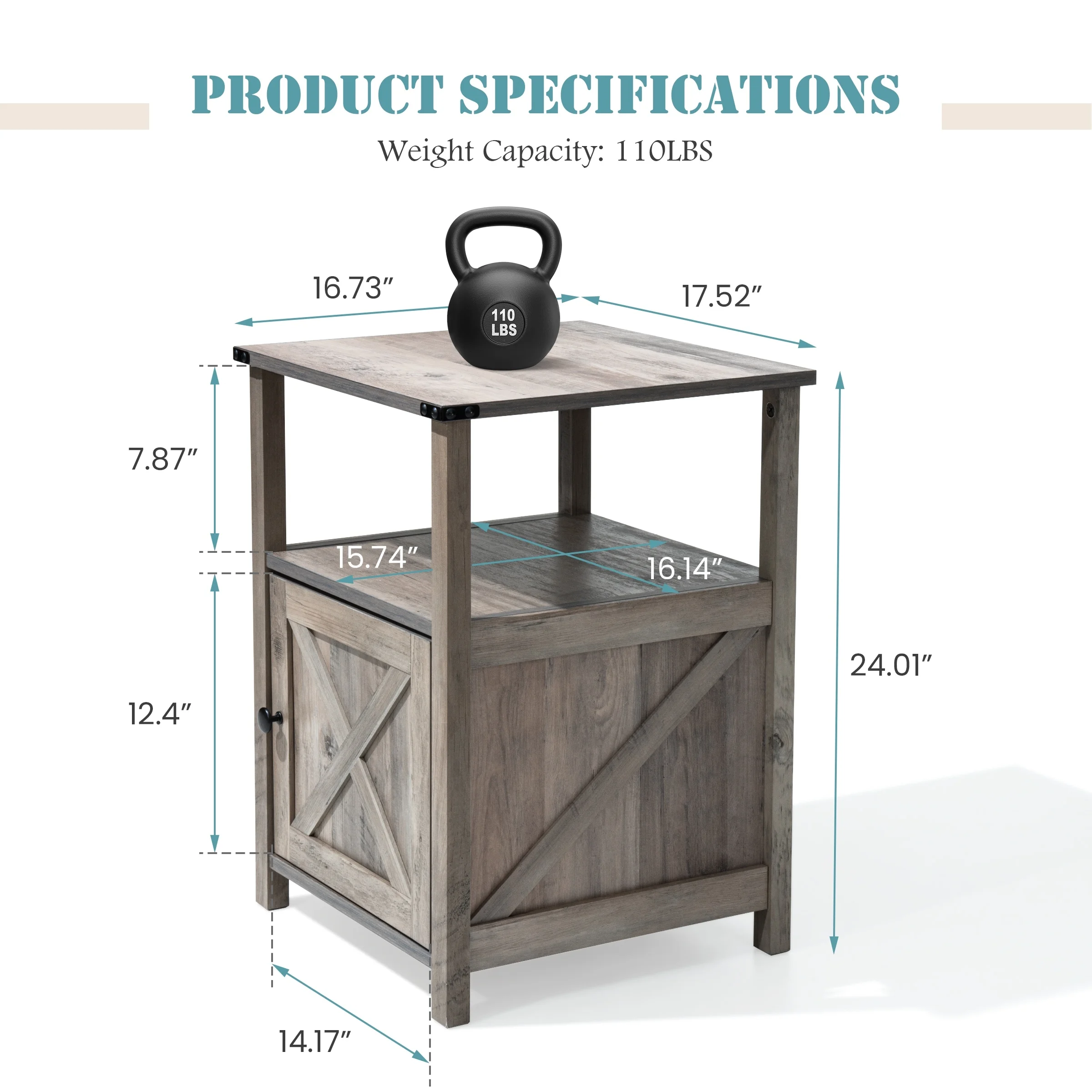Crestlive Products Chairside Table Sofa Table End Table with Storage Cabinet - See Picture Oak Finish, 1-piece