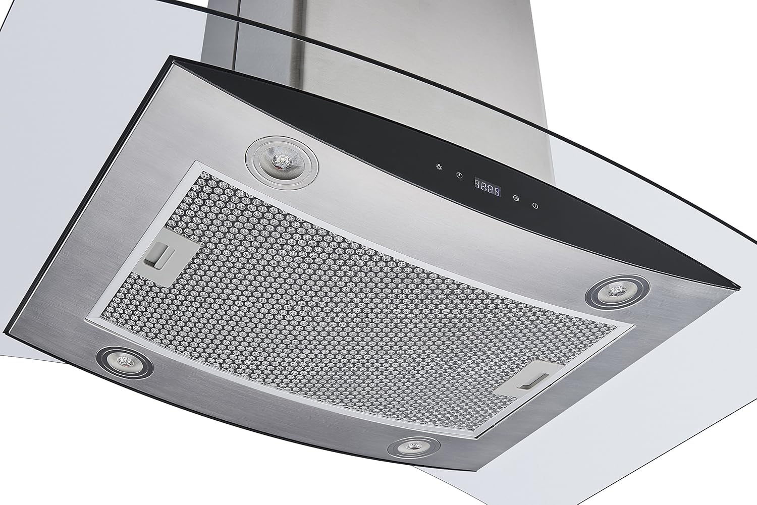 Winflo 30 In. Convertible Stainless Steel Glass Island Range Hood with Mesh Filter and Touch Sensor Control