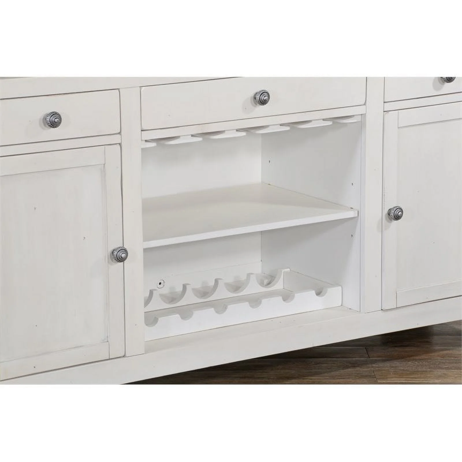 Pemberly Row Espresso Finish 78" Farmhouse styled Wood Bar Unit