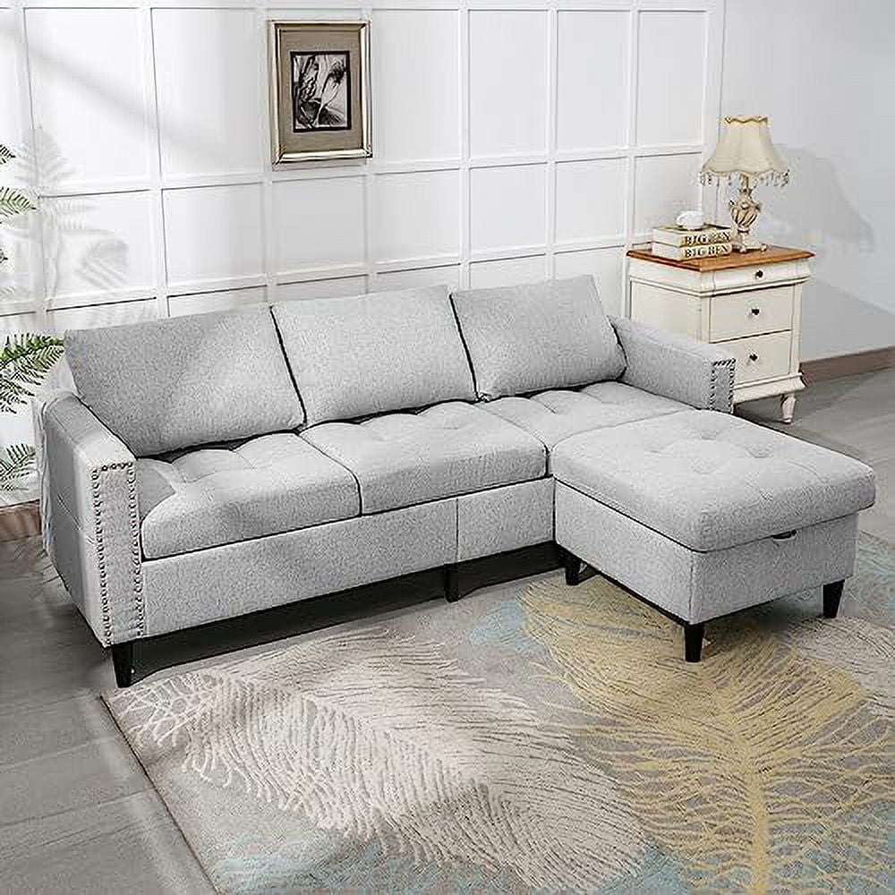 xrboomlife Reversible Sectional Couch Set 3 Seat L Shaped Modular Sofa Bed with Flexible  Ottoman Chaise Modern Sofa Couches for Living Room
