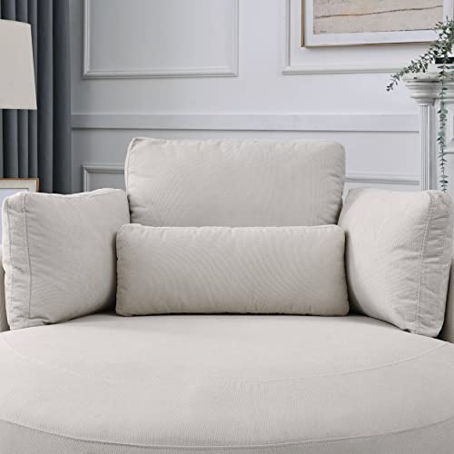 51.5-Inch Oversized Swivel Accent Barrel Chair with Storage Ottoman ,Button Decor and 4 Pillows