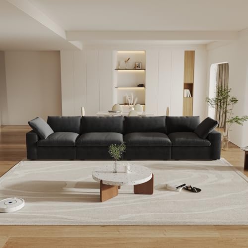 160.6" Cloud Couch Modular Sectional Sofa for Livingroom,Oversized Convertible Sofa with Storage Ottomans,6 Seat Wide Couches