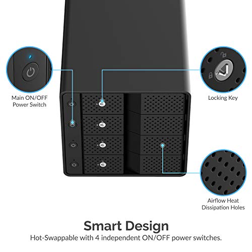 SABRENT USB 3.2 5-Bay 3.5” SATA Hard Drive Docking Station, Trayless Design, USB-C 10Gbps, Independent Power Switches, Locking Bays, Aluminum Cooling