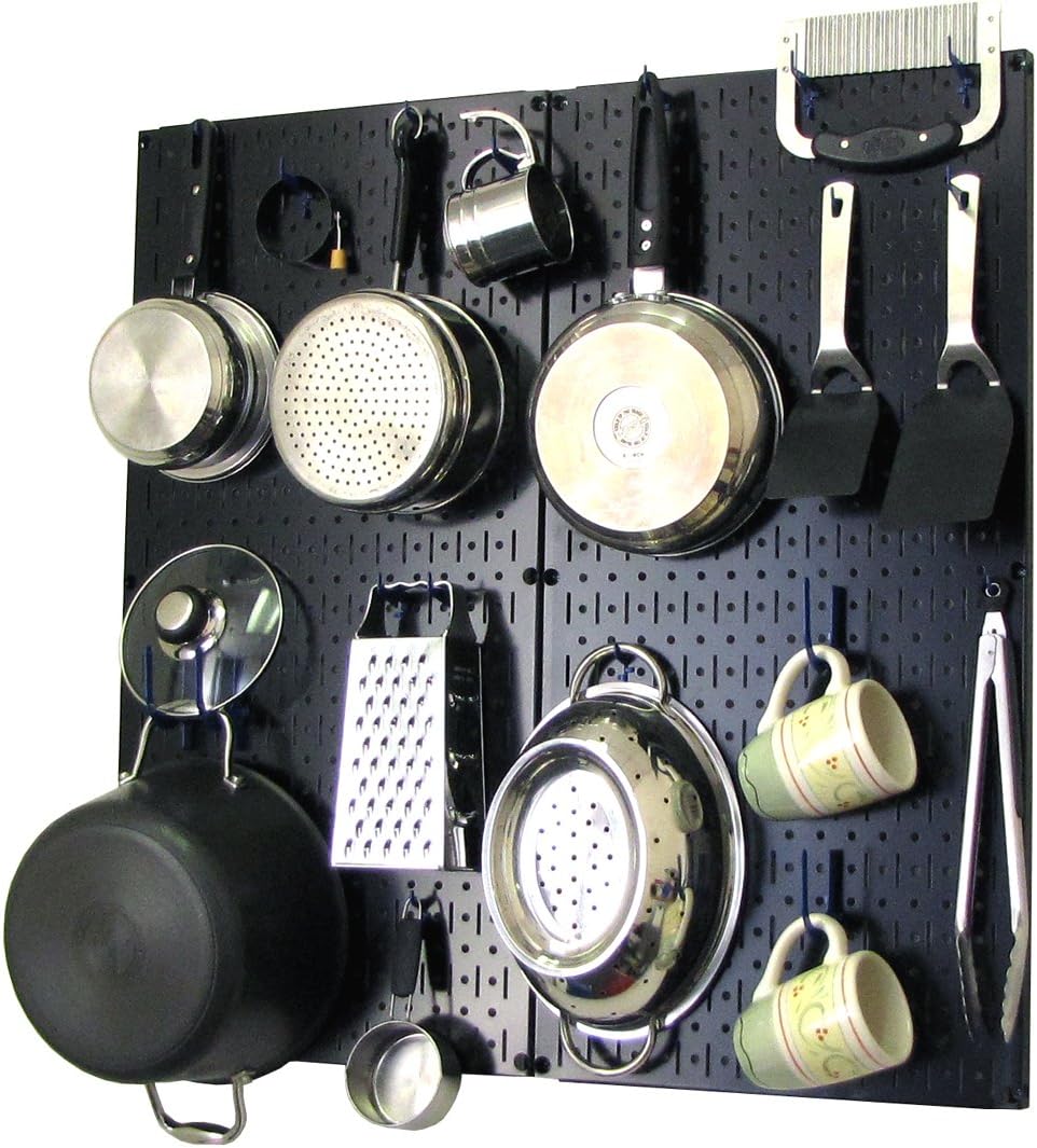 Wall Control Kitchen Pegboard Organizer Pots and Pans Pegboard Pack Storage and Organization Kit with White Pegboard and White Accessories Pack of 2