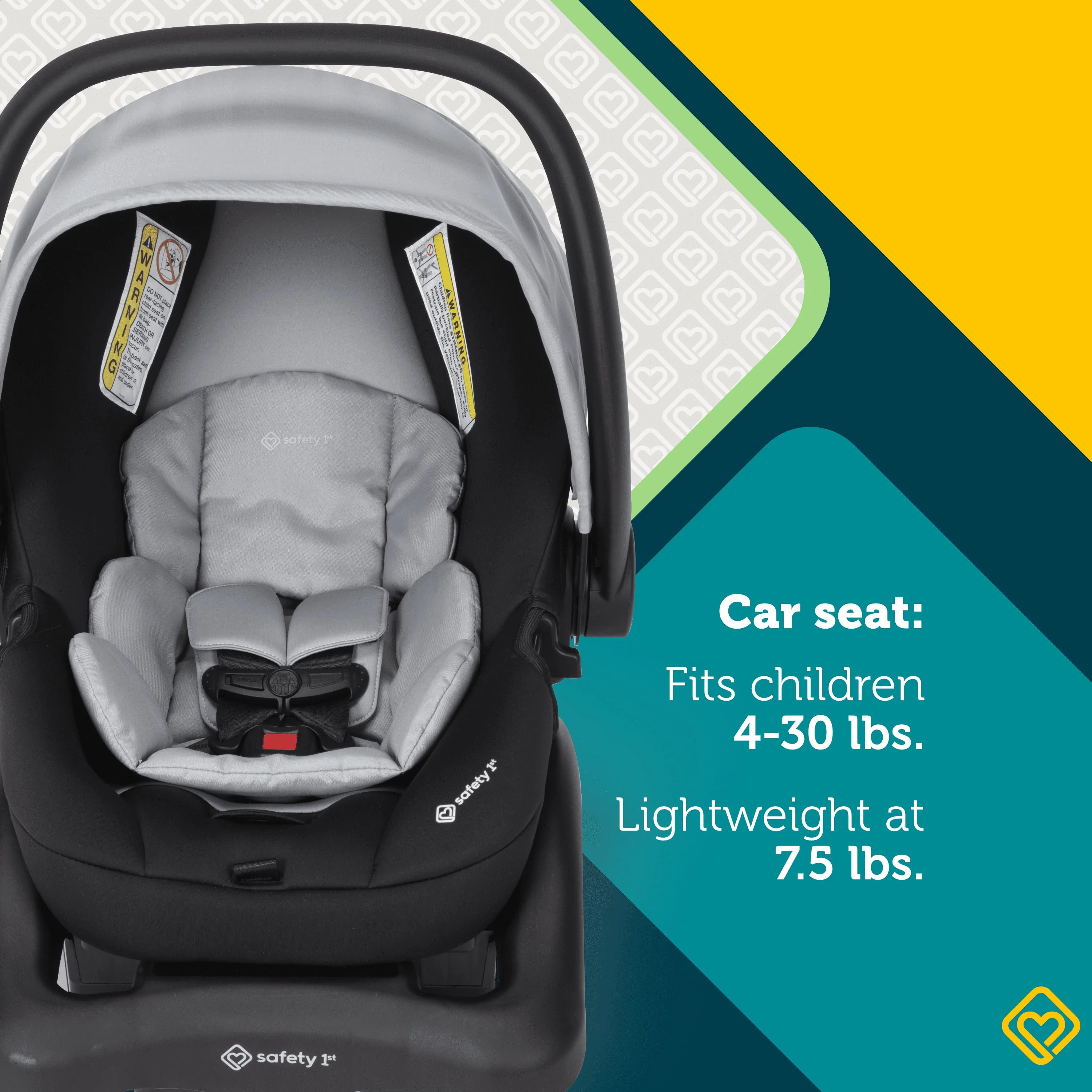 Safety 1st Grow and Go Sprint Modular Travel System Stroller with Rear-Facing Infant Car Seat, Whisper Grey