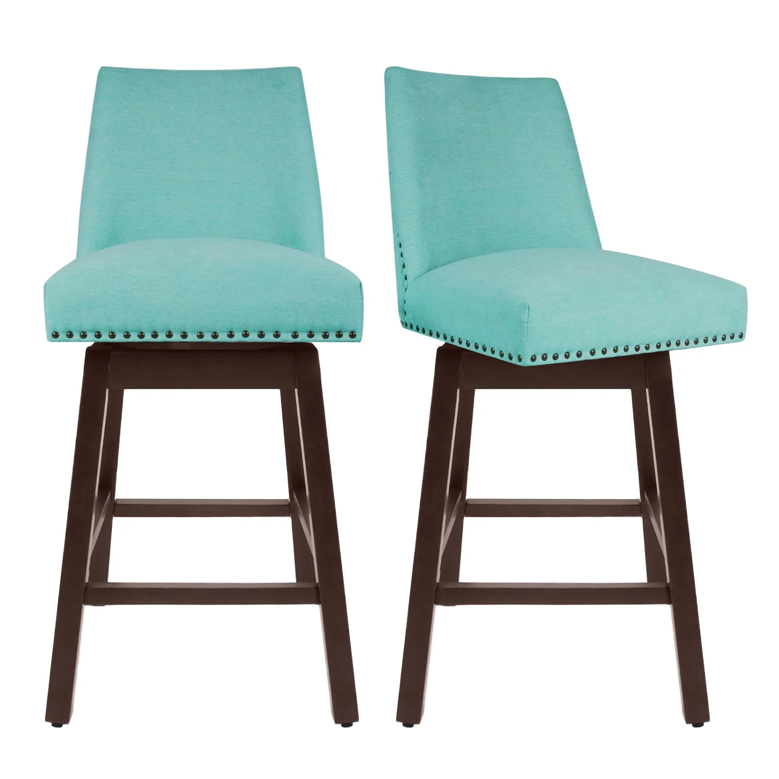 SERWALL Swivel Counter Height Bar Stools Set of 2, Morden Upholstered Dining Barstools with Back for Kitchen, Tiffany