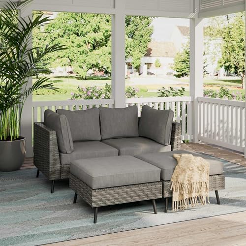 LAUSAINT HOME Outdoor Patio Furniture, 8 Piece Outdoor Sectional Sofa PE Rattan Wicker Patio Conversation Sets