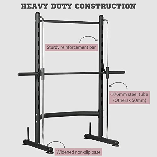 Soozier Squat Rack with Pull-Up Bar, Adjustable Power Rack with Barbell Bar, Multi-Functional Bench Press Rack for Home Gym Strength Training, Black