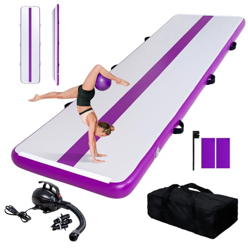 FEATH-R-LITE 10/13ft Inflatable Gymnastics Tumble Track Tumbling Mat 4in Thick Air Floor Tumble Track with Electric Pump for Cheer