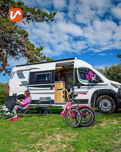 Viribus Folding Adult Tricycle 7 Speed, 20 inch Folding Tricycle for Adults with Dual Chain, 3 Wheel Bike with Lock