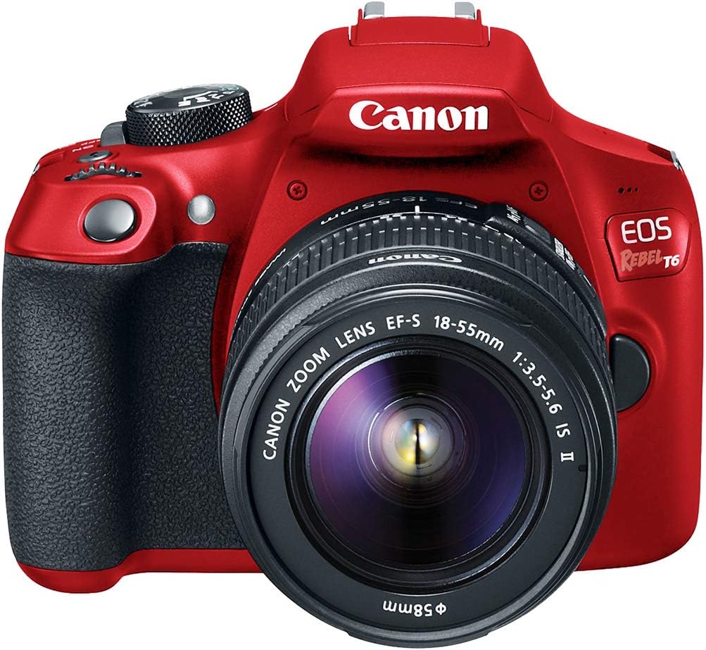 Canon EOS Rebel T6 Digital SLR Camera Kit with EF-S 18-55mm f/3.5-5.6 is II Lens (Limited Edition Red) (Renewed)