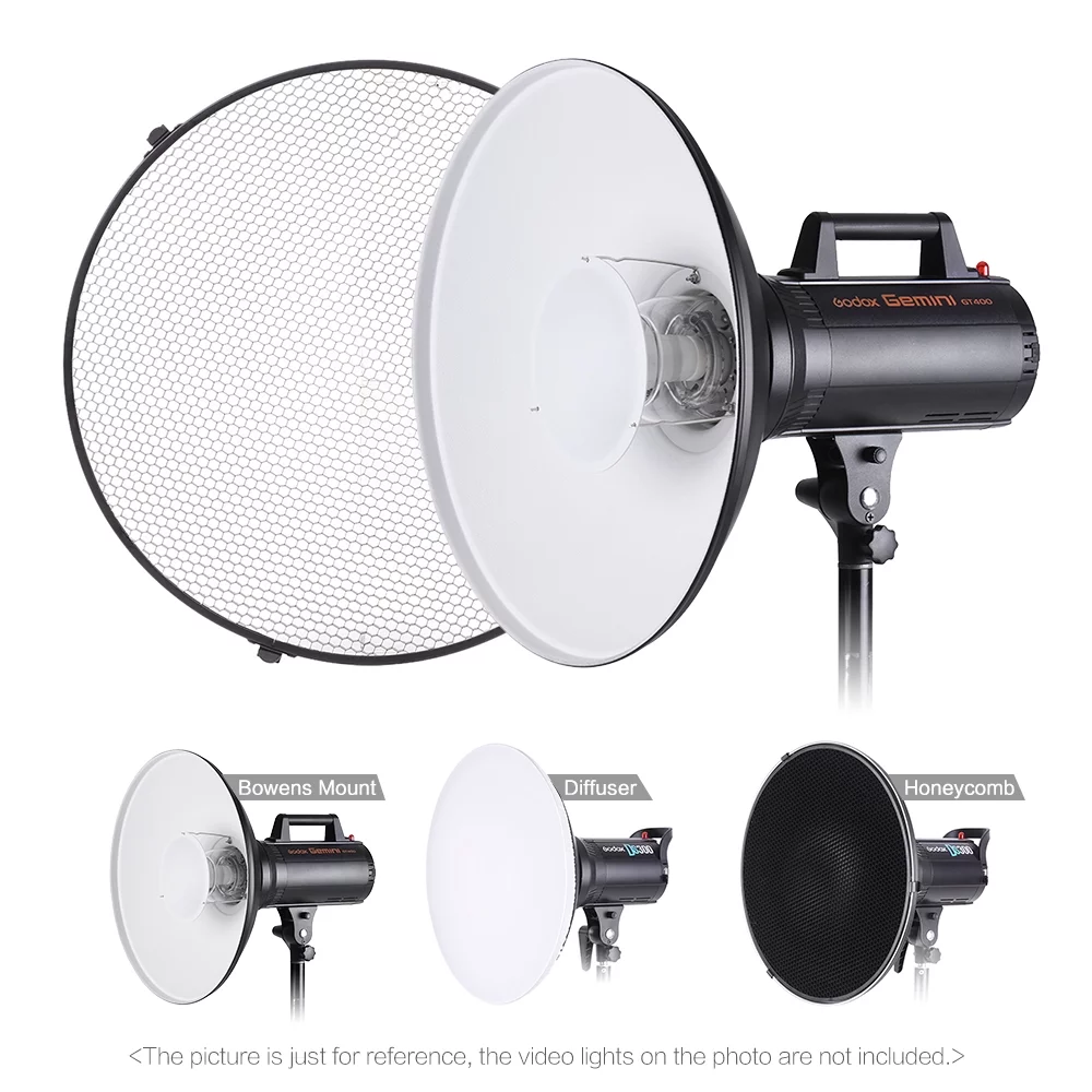 Andoer Studio Photography 41cm16 Inch Speedlite Strobe Diffuser Beauty Dish Lampshade Bowens Mount with Reflector Honeycomb Soft Cloth