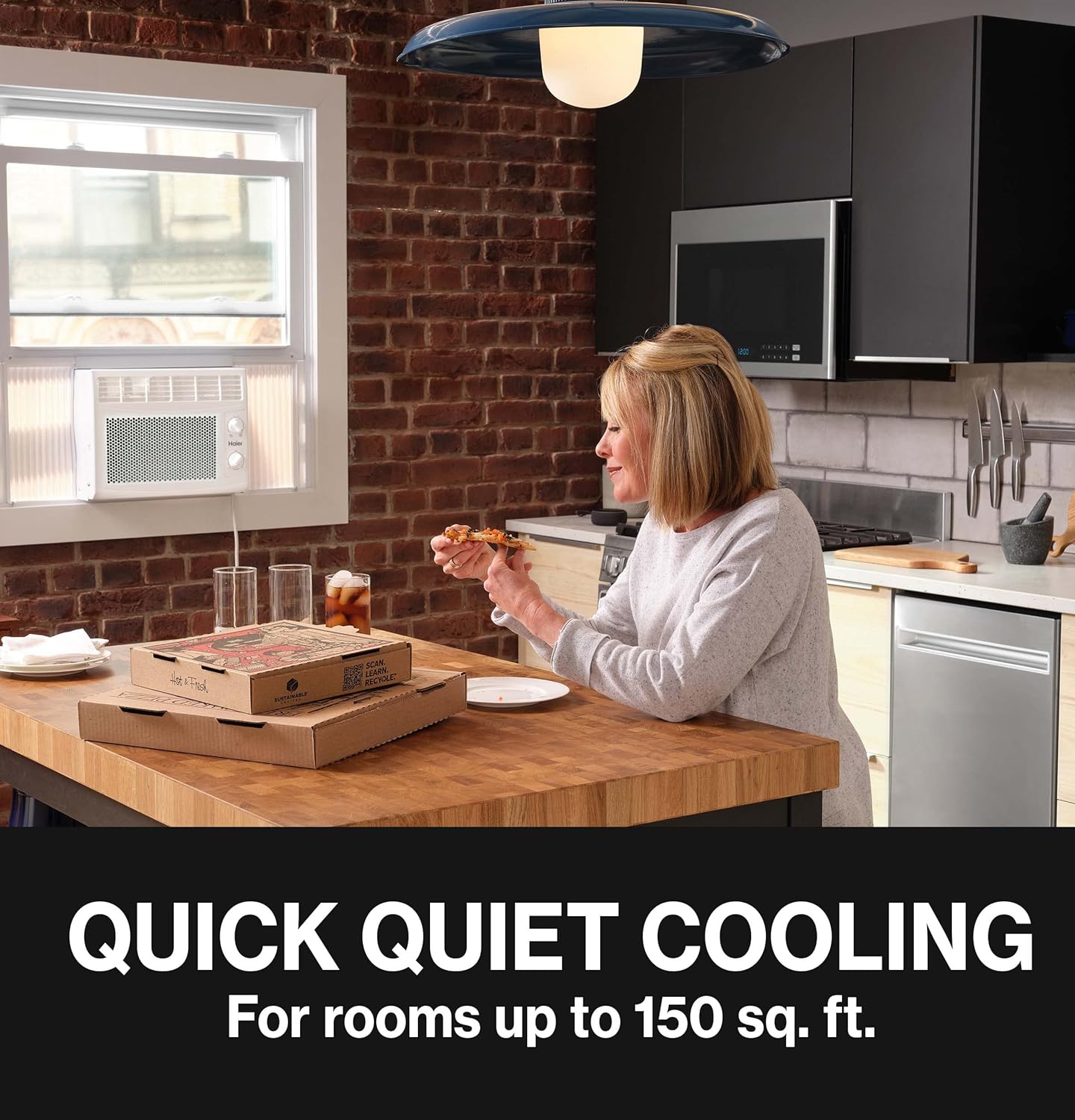 Haier Window Air Conditioner 5000 BTU, Efficient Cooling for Smaller Areas Like Bedrooms and Guest Rooms, 5K BTU Window AC Unit with Easy Install Kit