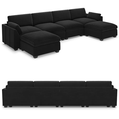 Belffin Extra Large Modular Sectional Sofa,106.3" 4-Seater L Shaped Couch,Velvet Convertible Sectional Couches for Living Room