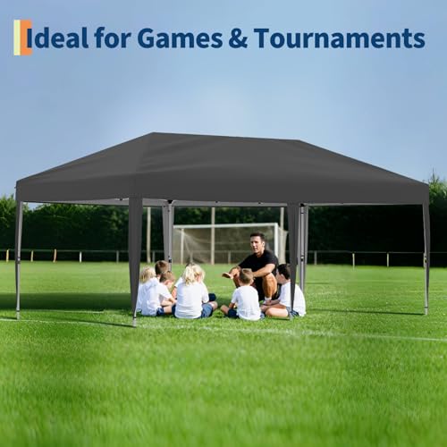 10x20 Pop Up Canopy - Easy Up Camping Tent with One Roller Bag, 3 Adjustable Height, 4 Weight Bags for Deck, Garden, Sports, Beach, Party - White