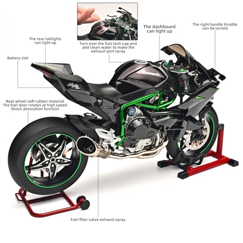 Die Cast Motorcycle 1:6 Scale for Kawasaki H2R Motorcycles Alloy Racing Motorcycle Model Power Toy Motorcycles Collection Kawasaki Model Motorcycles